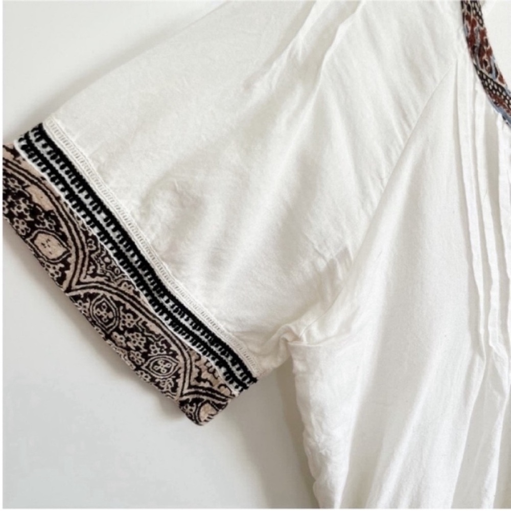 Free People Meet Me in Marfa dress white embroidered pleated boho stretch mini - Picture 3 of 12